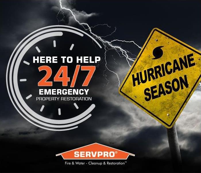 hurricane season sign with stormy sky and lightening